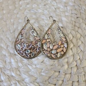 Elegant Teardrop Earrings with Multicolor Gemstones